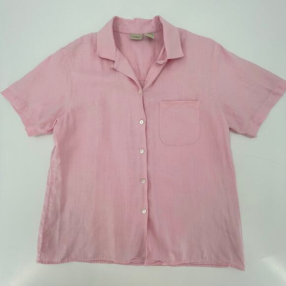 L. L. Bean Women's 100% Linen Button Down Top, Sz. S Coastal Beachy Light *READ* - Picture 3 of 8